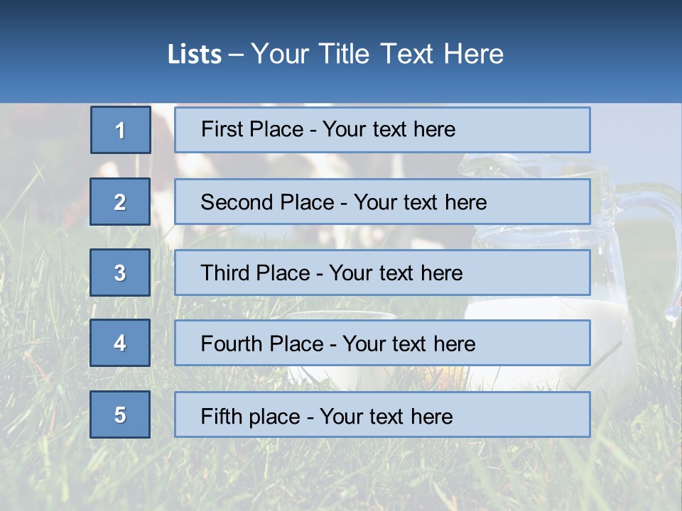 A Cow And A Pitcher Of Milk In A Field PowerPoint Template