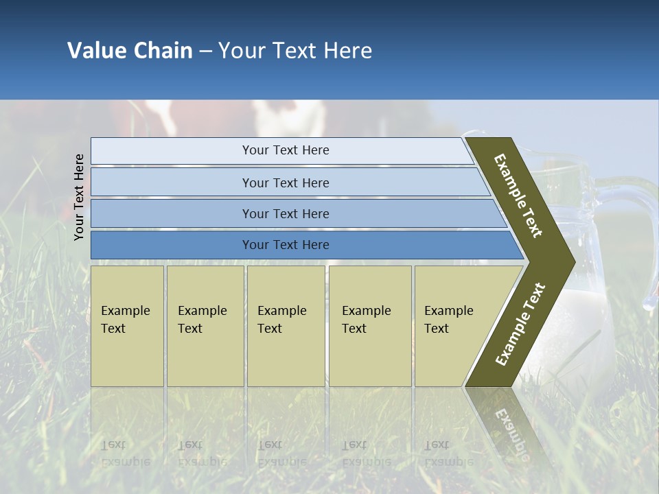 A Cow And A Pitcher Of Milk In A Field PowerPoint Template