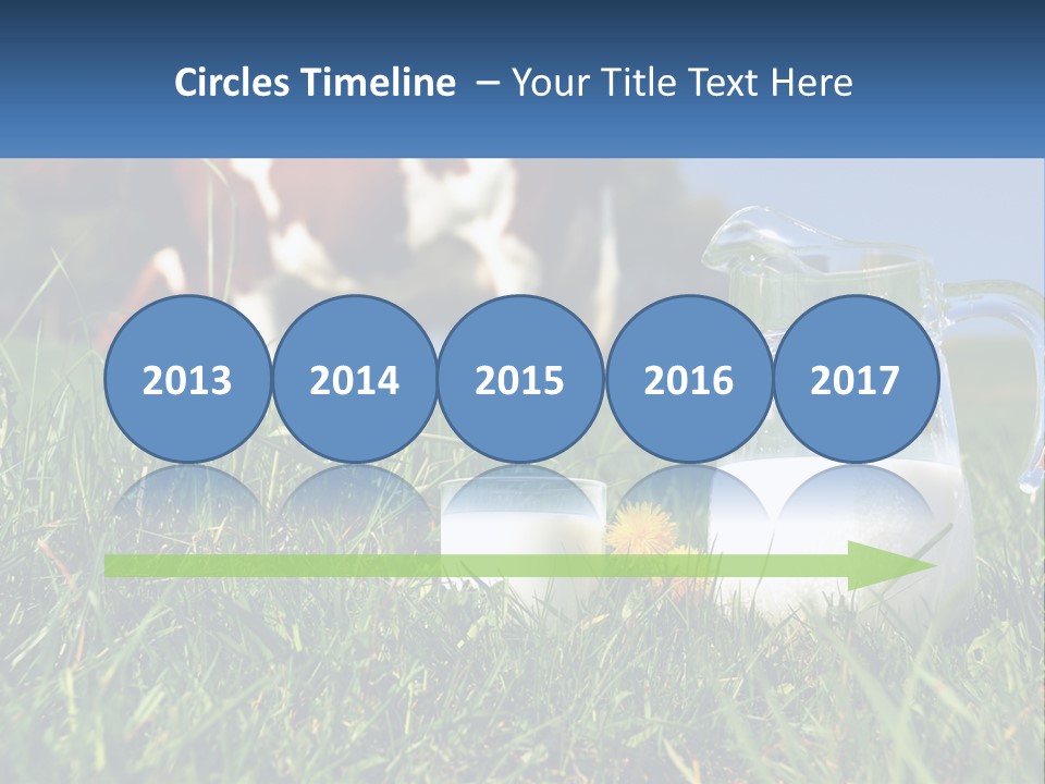 A Cow And A Pitcher Of Milk In A Field PowerPoint Template