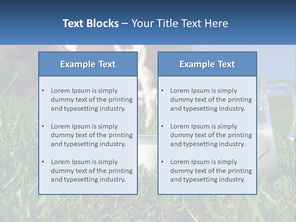 A Cow And A Pitcher Of Milk In A Field PowerPoint Template