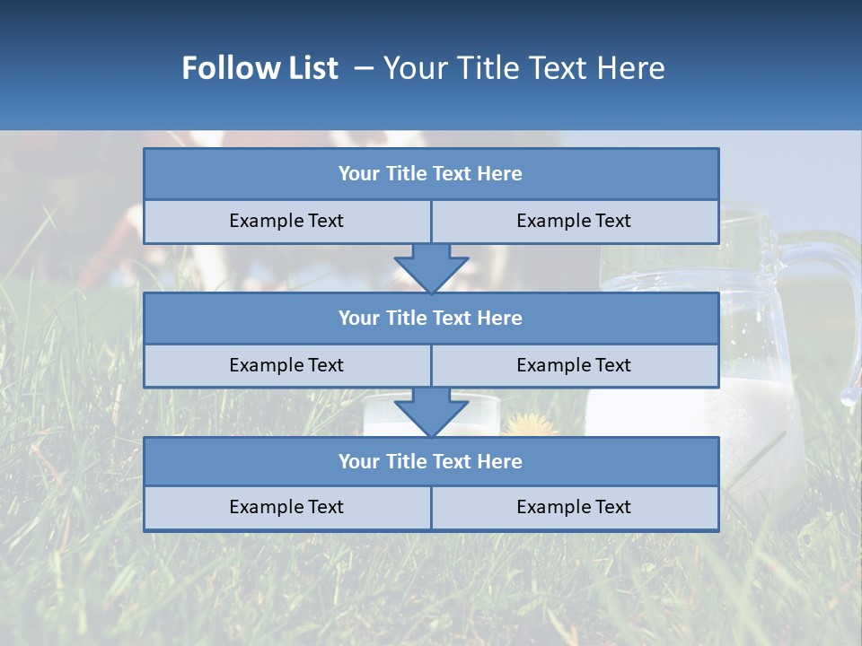 A Cow And A Pitcher Of Milk In A Field PowerPoint Template