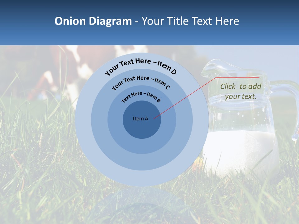 A Cow And A Pitcher Of Milk In A Field PowerPoint Template