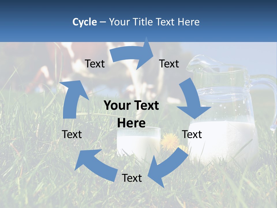 A Cow And A Pitcher Of Milk In A Field PowerPoint Template