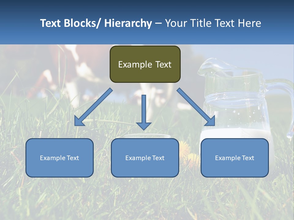 A Cow And A Pitcher Of Milk In A Field PowerPoint Template