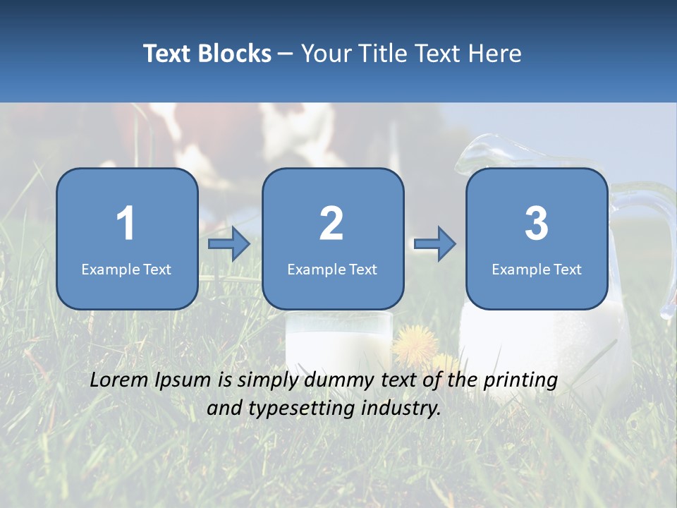 A Cow And A Pitcher Of Milk In A Field PowerPoint Template