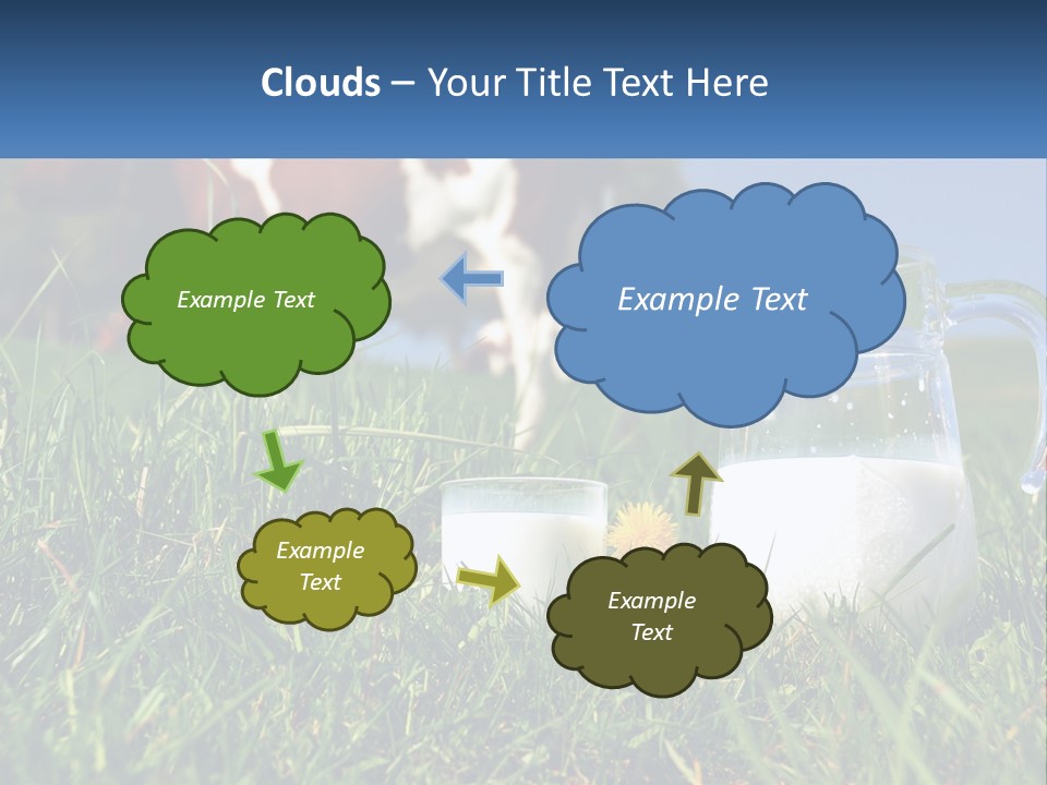 A Cow And A Pitcher Of Milk In A Field PowerPoint Template
