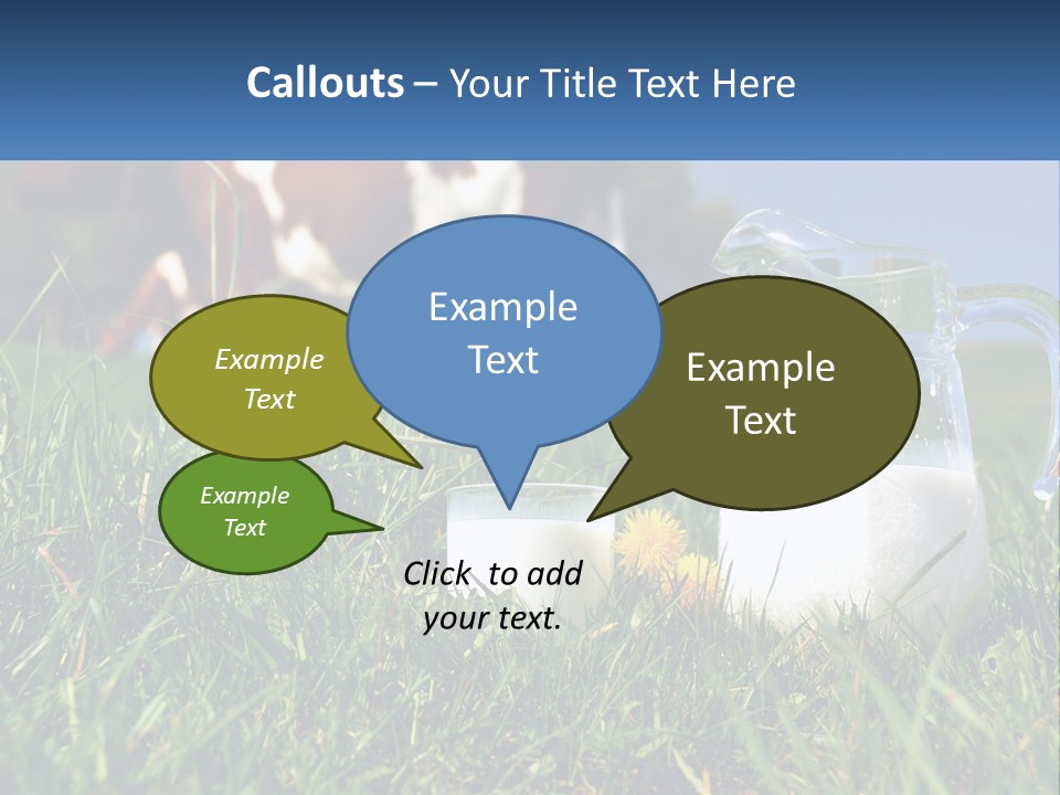 A Cow And A Pitcher Of Milk In A Field PowerPoint Template