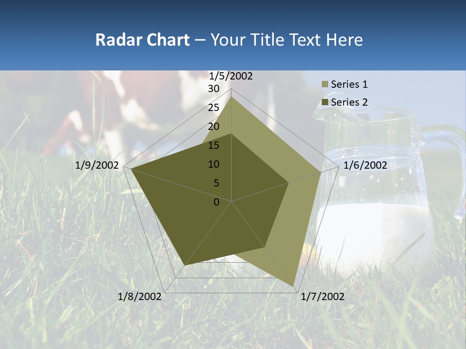 A Cow And A Pitcher Of Milk In A Field PowerPoint Template