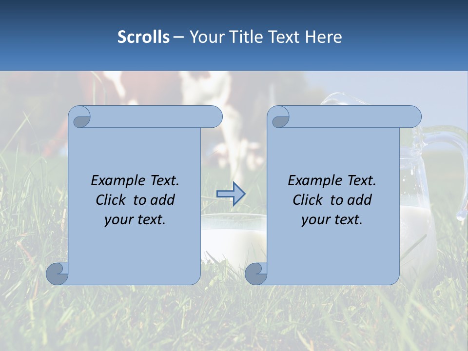A Cow And A Pitcher Of Milk In A Field PowerPoint Template