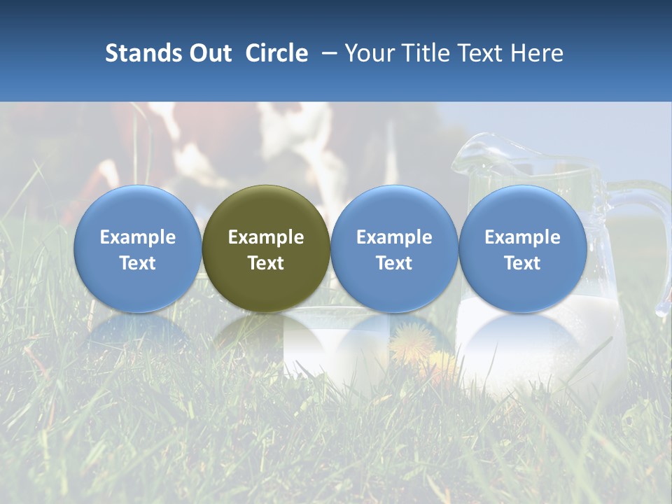 A Cow And A Pitcher Of Milk In A Field PowerPoint Template