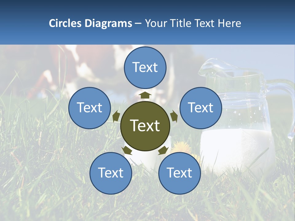 A Cow And A Pitcher Of Milk In A Field PowerPoint Template