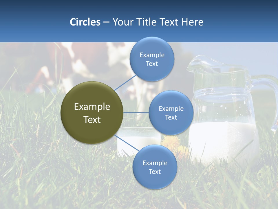 A Cow And A Pitcher Of Milk In A Field PowerPoint Template