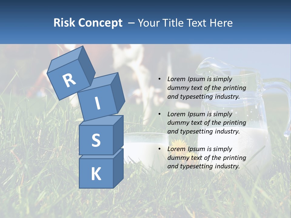 A Cow And A Pitcher Of Milk In A Field PowerPoint Template