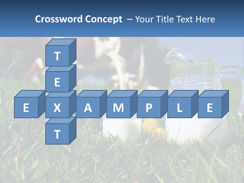 A Cow And A Pitcher Of Milk In A Field PowerPoint Template