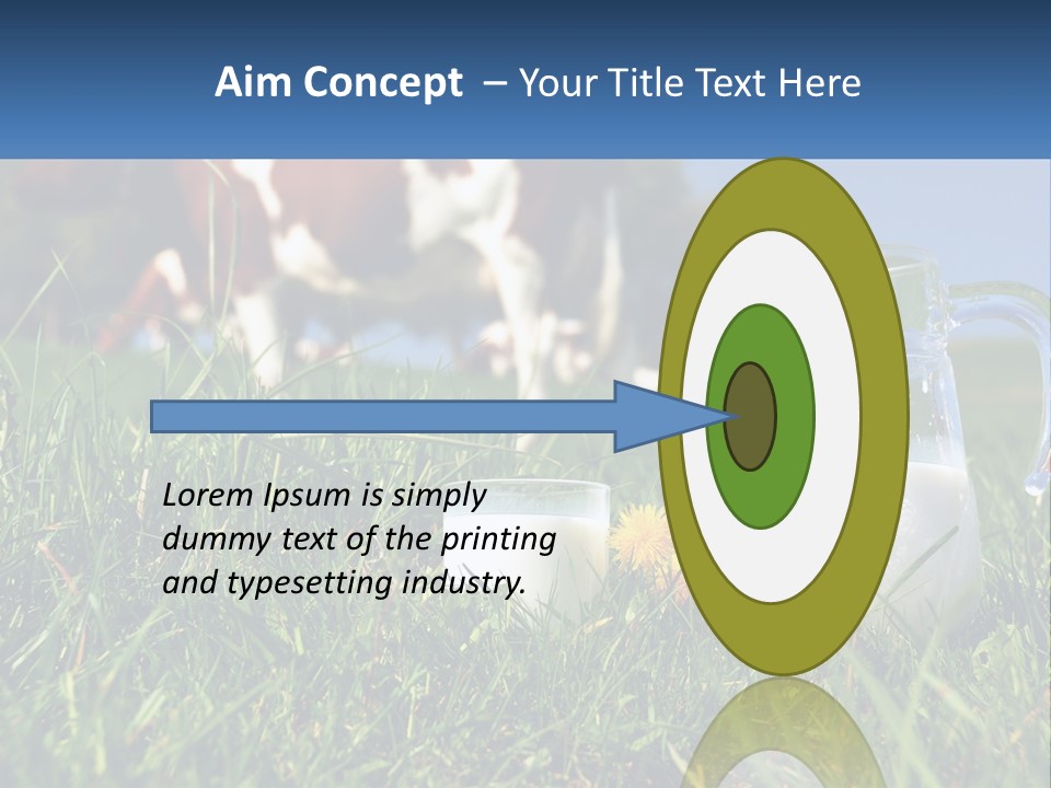 A Cow And A Pitcher Of Milk In A Field PowerPoint Template