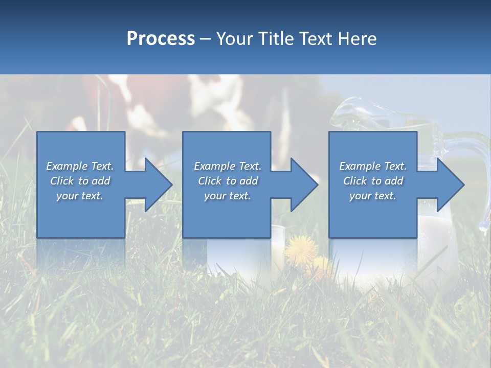 A Cow And A Pitcher Of Milk In A Field PowerPoint Template