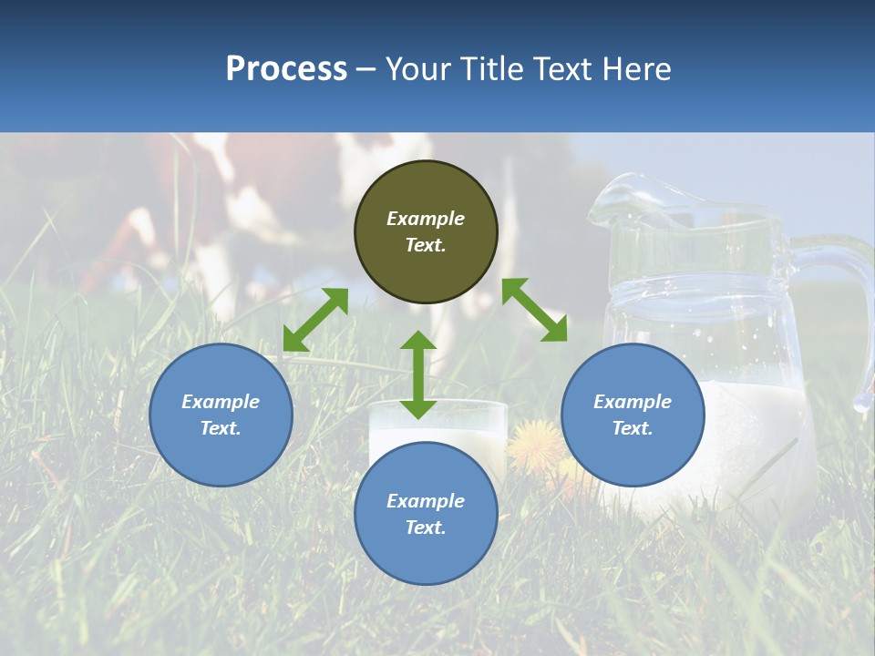 A Cow And A Pitcher Of Milk In A Field PowerPoint Template