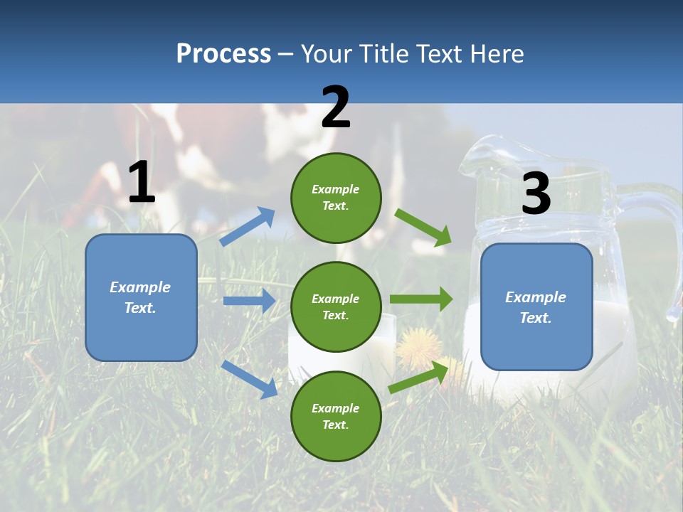A Cow And A Pitcher Of Milk In A Field PowerPoint Template