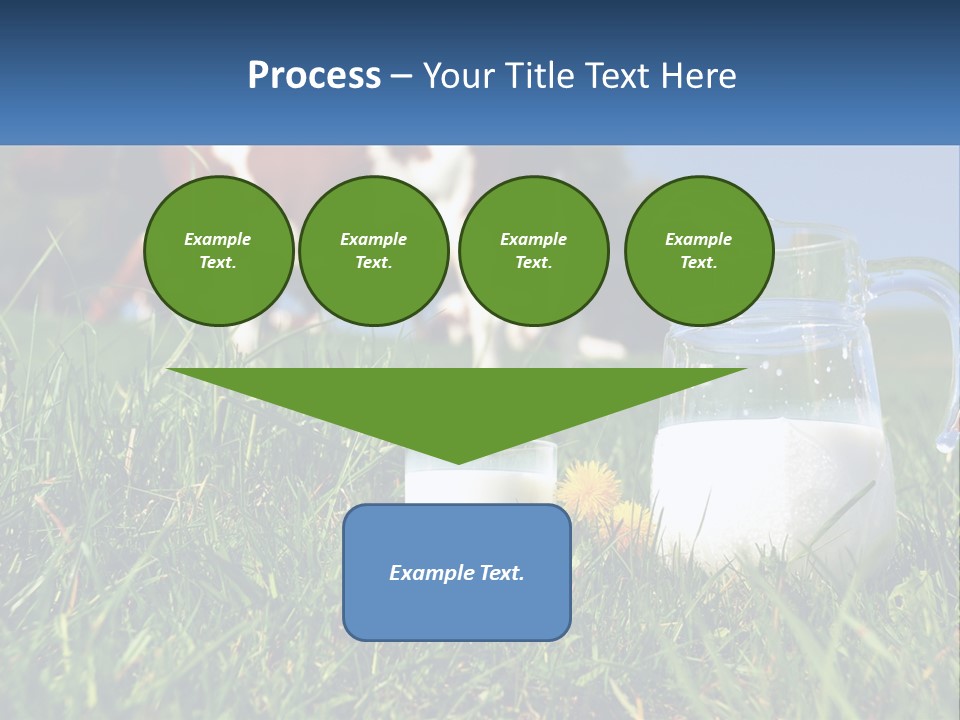 A Cow And A Pitcher Of Milk In A Field PowerPoint Template