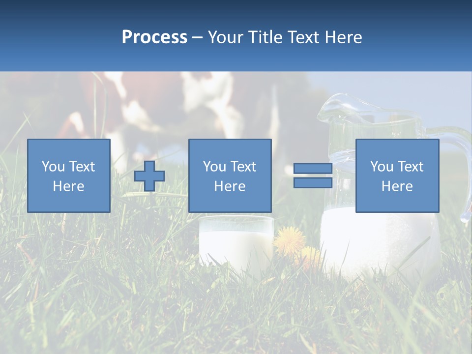 A Cow And A Pitcher Of Milk In A Field PowerPoint Template