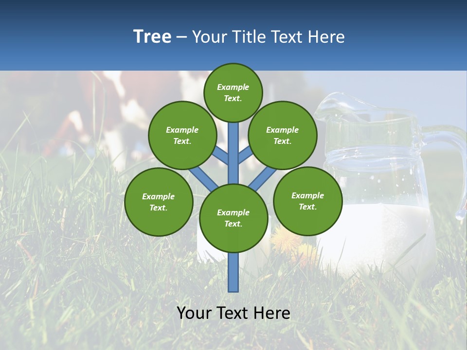 A Cow And A Pitcher Of Milk In A Field PowerPoint Template