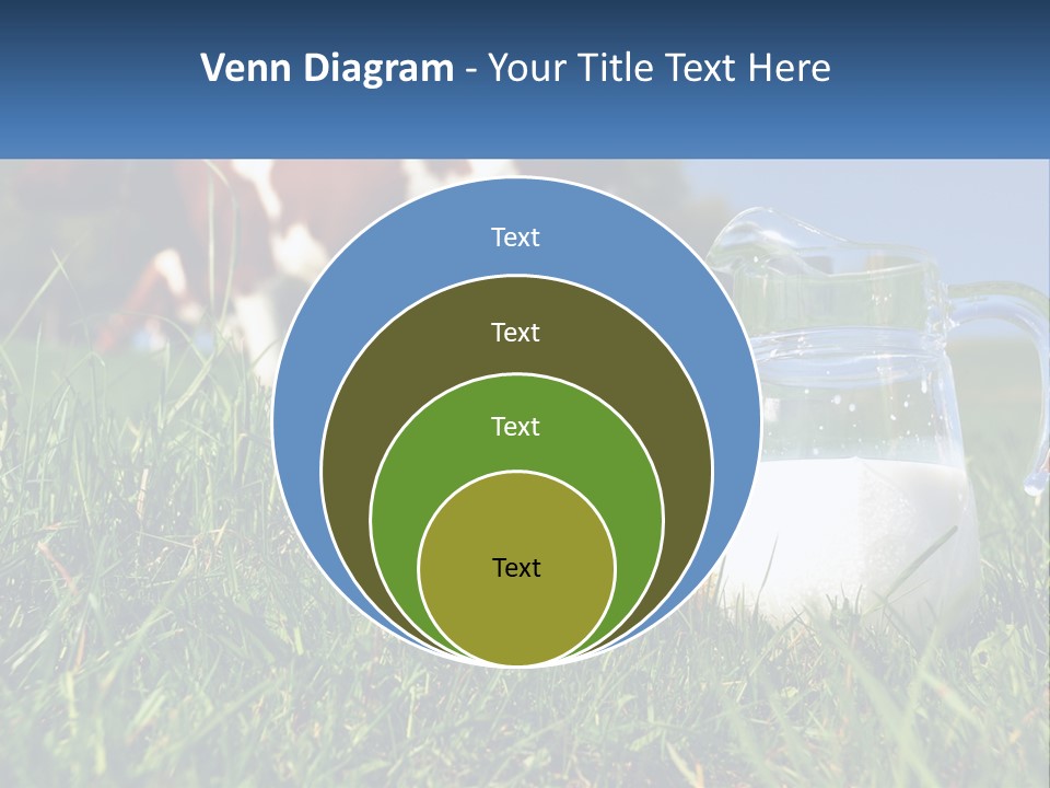 A Cow And A Pitcher Of Milk In A Field PowerPoint Template