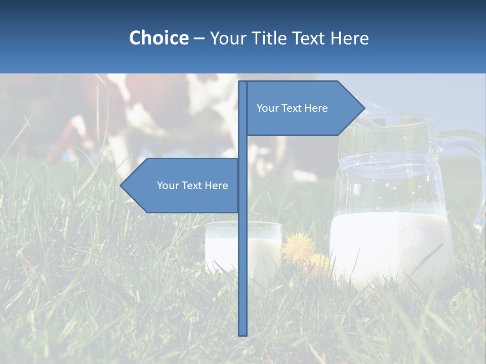 A Cow And A Pitcher Of Milk In A Field PowerPoint Template