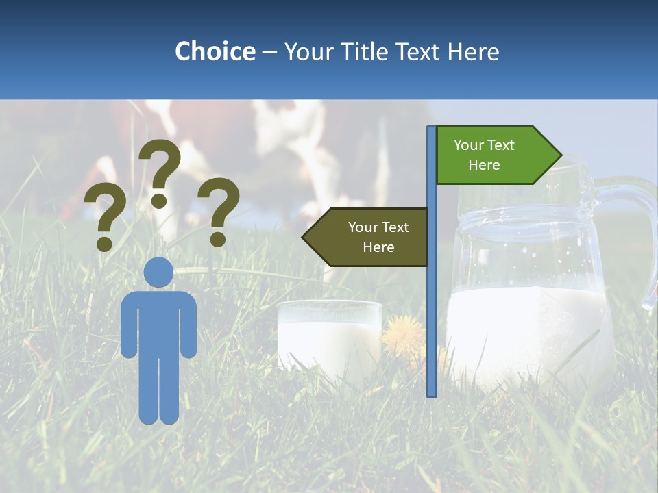 A Cow And A Pitcher Of Milk In A Field PowerPoint Template