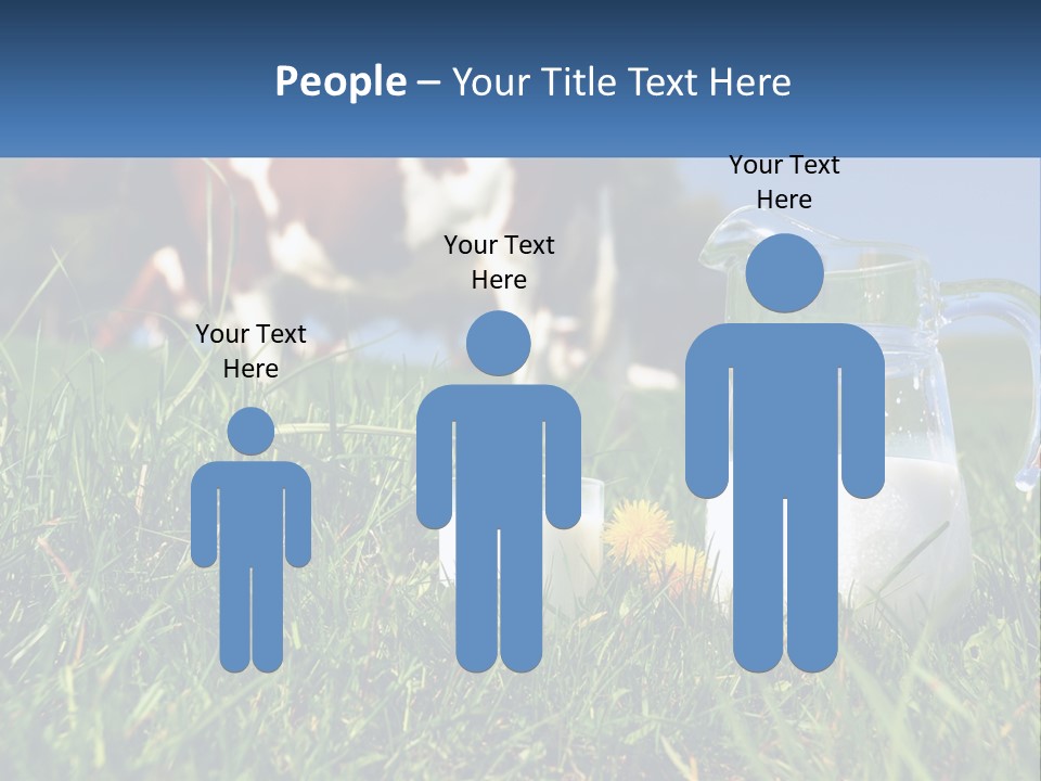 A Cow And A Pitcher Of Milk In A Field PowerPoint Template