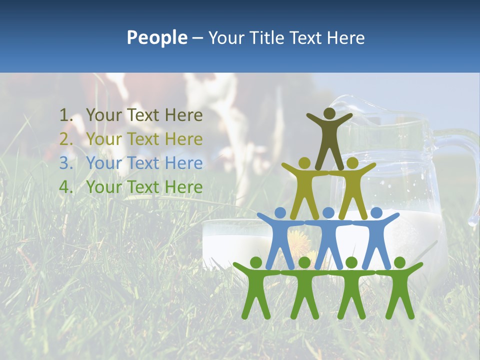 A Cow And A Pitcher Of Milk In A Field PowerPoint Template