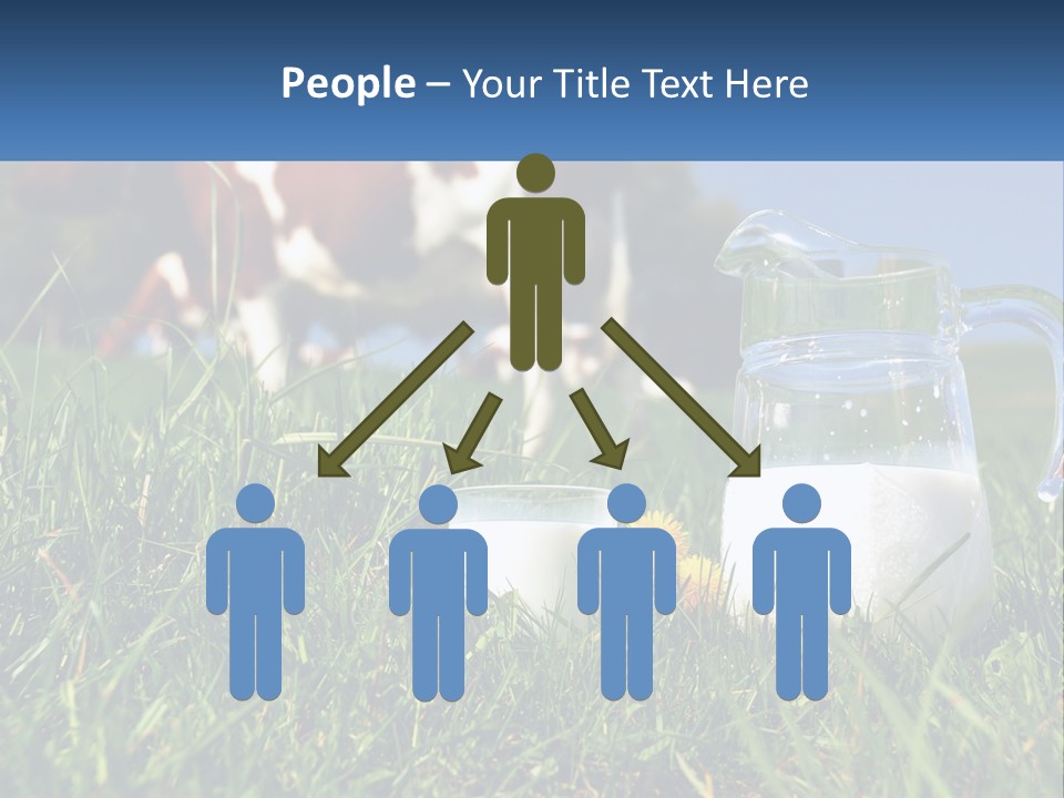 A Cow And A Pitcher Of Milk In A Field PowerPoint Template