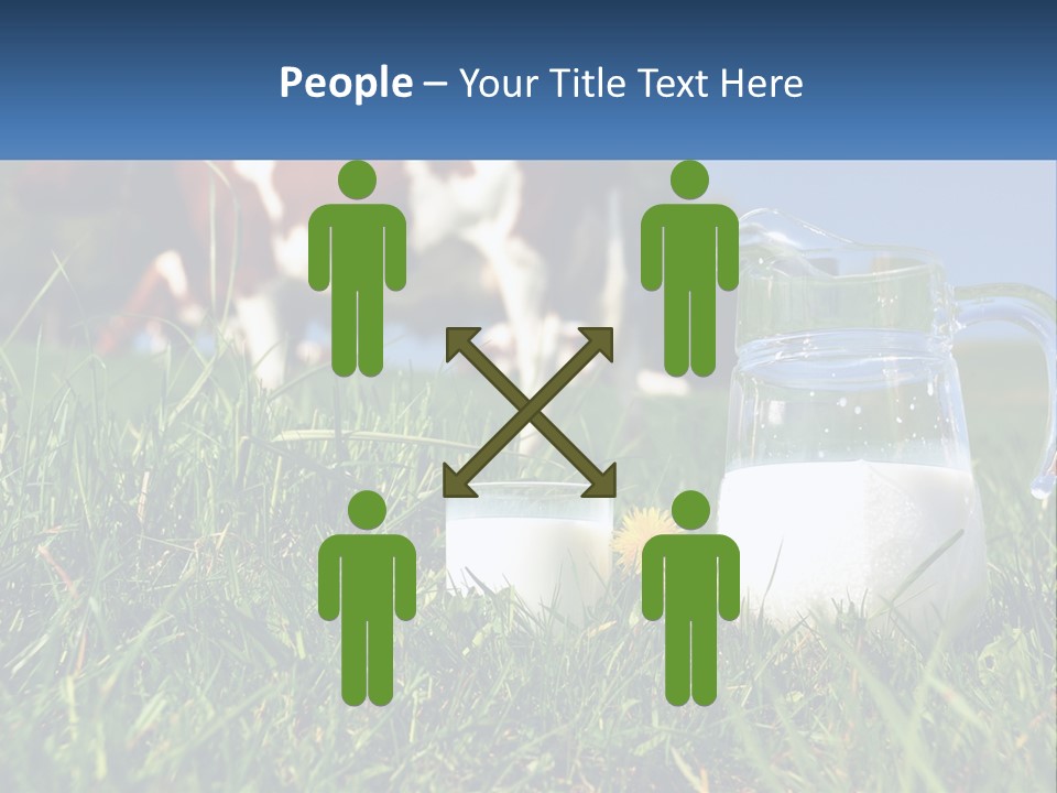 A Cow And A Pitcher Of Milk In A Field PowerPoint Template