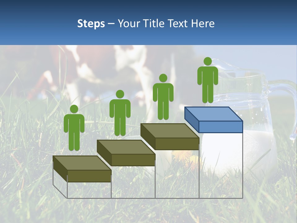 A Cow And A Pitcher Of Milk In A Field PowerPoint Template
