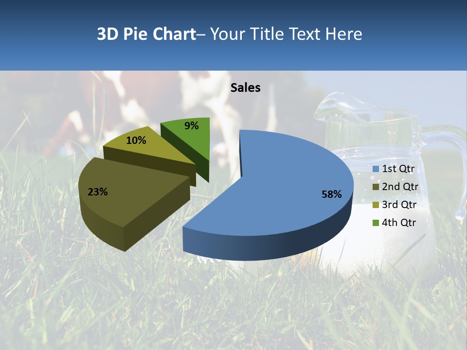 A Cow And A Pitcher Of Milk In A Field PowerPoint Template