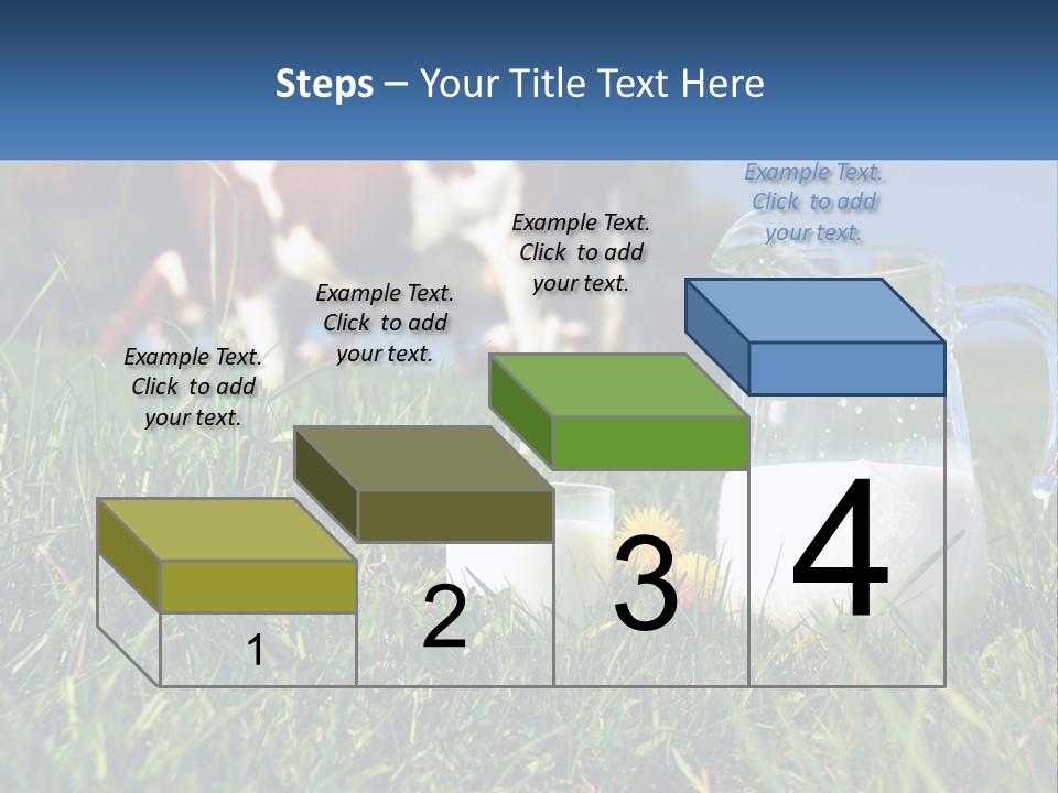 A Cow And A Pitcher Of Milk In A Field PowerPoint Template