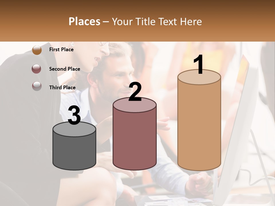 A Woman Pointing At A Computer Screen While A Man Looks At It PowerPoint Template