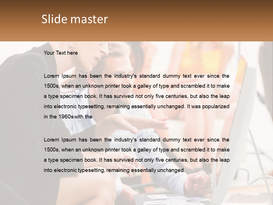 A Woman Pointing At A Computer Screen While A Man Looks At It PowerPoint Template