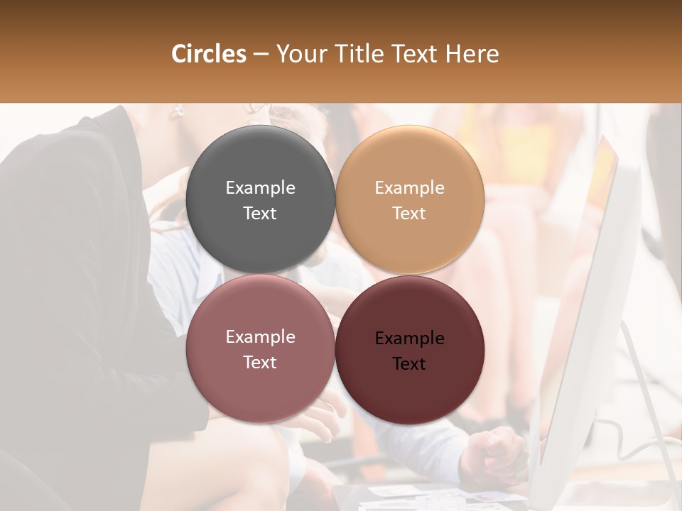 A Woman Pointing At A Computer Screen While A Man Looks At It PowerPoint Template