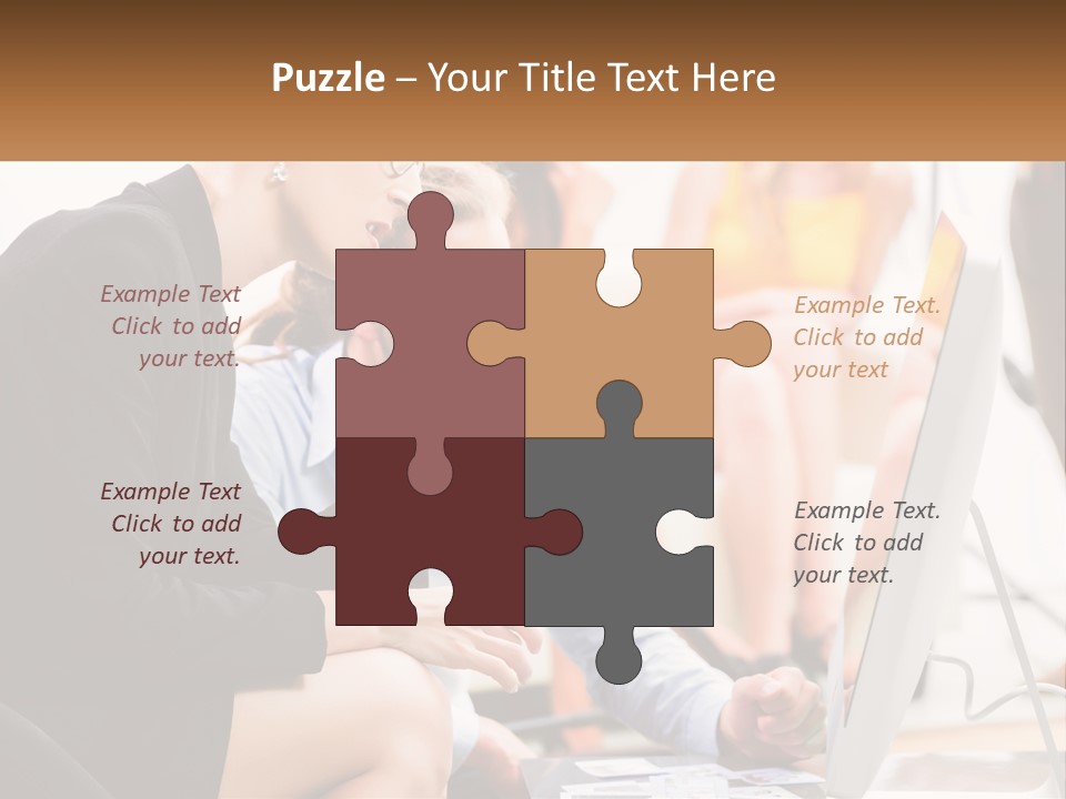 A Woman Pointing At A Computer Screen While A Man Looks At It PowerPoint Template