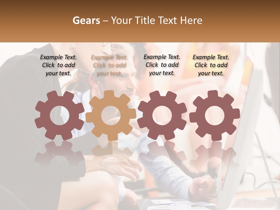 A Woman Pointing At A Computer Screen While A Man Looks At It PowerPoint Template