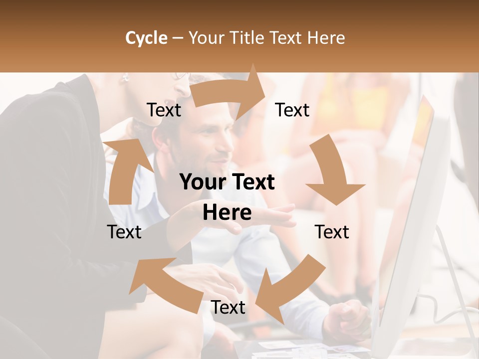 A Woman Pointing At A Computer Screen While A Man Looks At It PowerPoint Template