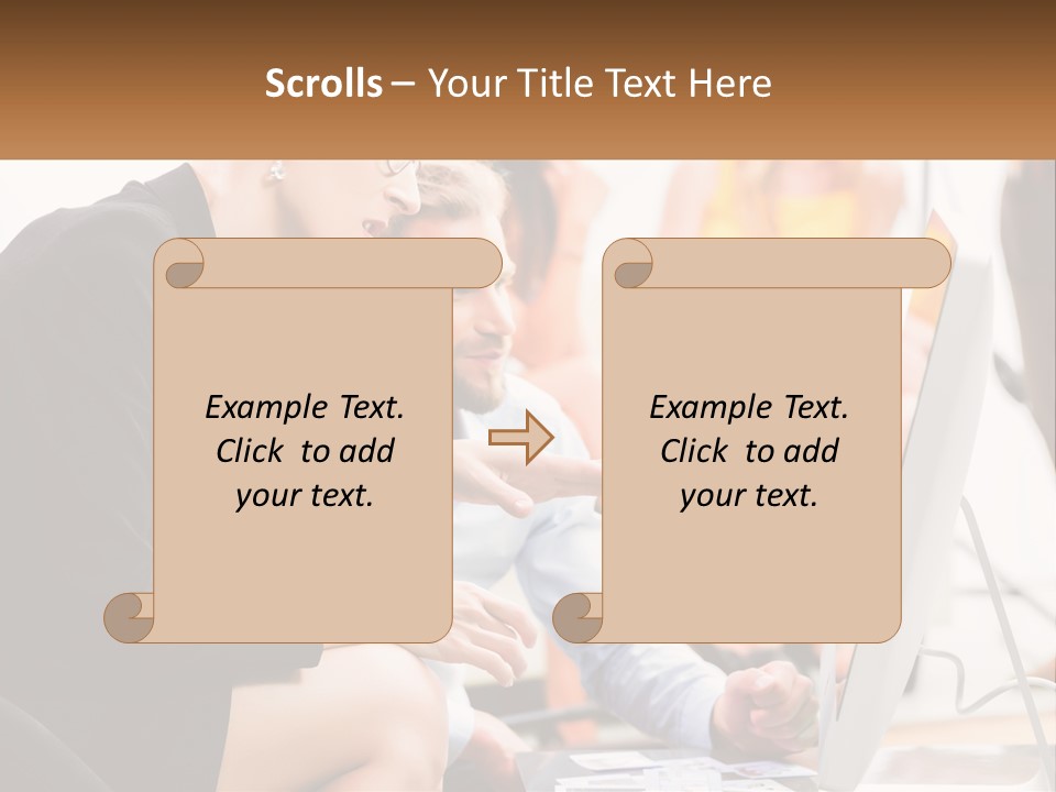 A Woman Pointing At A Computer Screen While A Man Looks At It PowerPoint Template