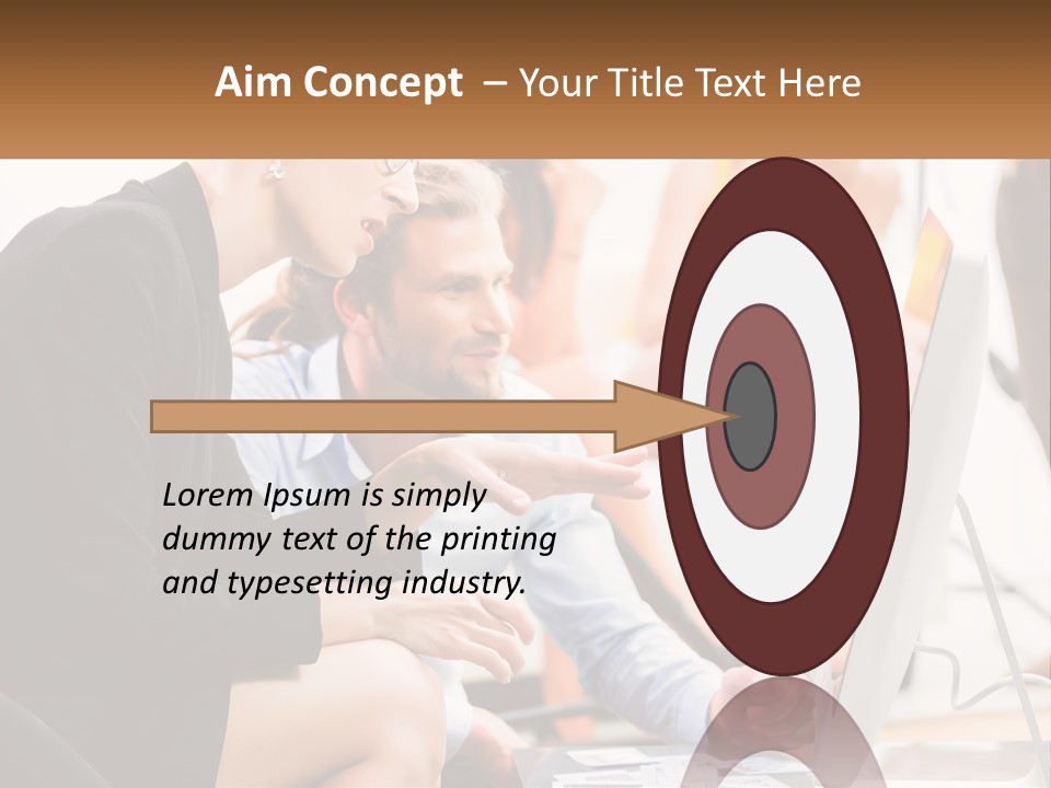 A Woman Pointing At A Computer Screen While A Man Looks At It PowerPoint Template