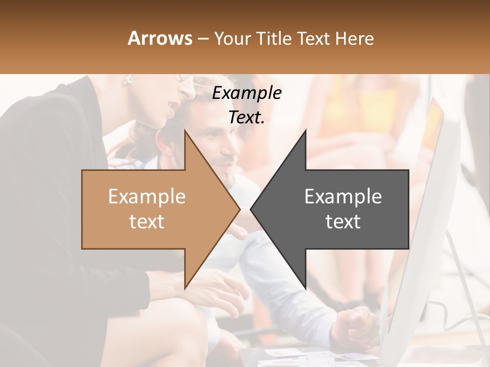A Woman Pointing At A Computer Screen While A Man Looks At It PowerPoint Template