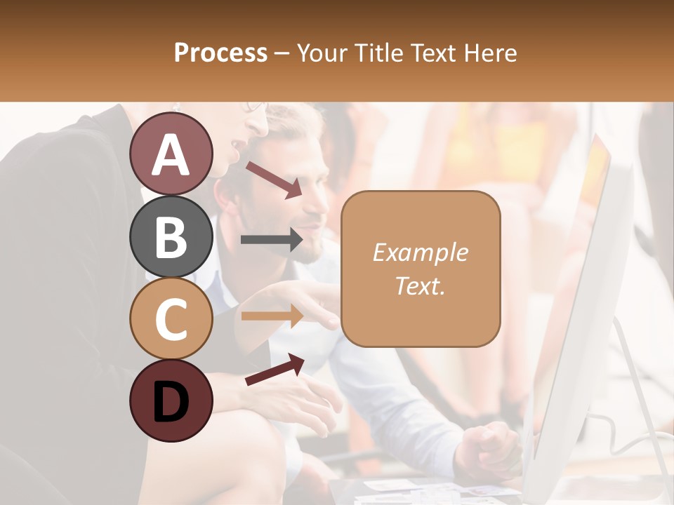 A Woman Pointing At A Computer Screen While A Man Looks At It PowerPoint Template