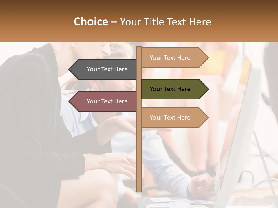 A Woman Pointing At A Computer Screen While A Man Looks At It PowerPoint Template