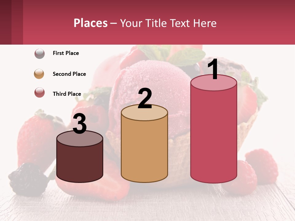 A Bowl Of Ice Cream With Strawberries And Raspberries PowerPoint Template