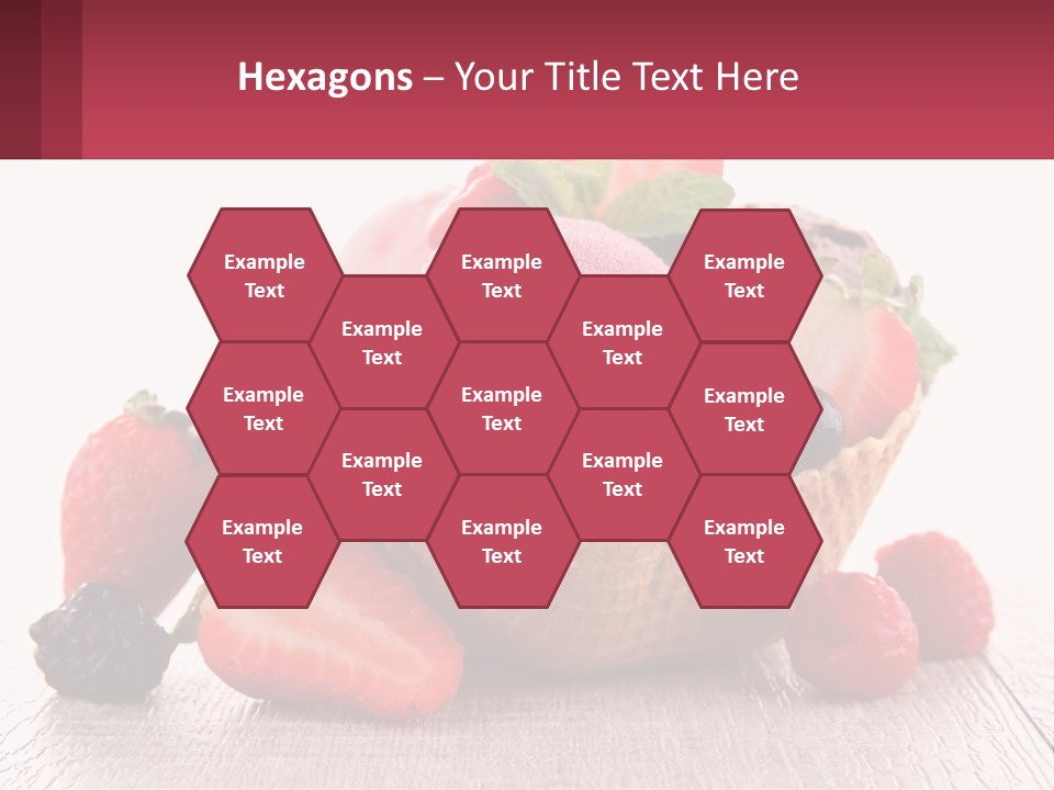 A Bowl Of Ice Cream With Strawberries And Raspberries PowerPoint Template