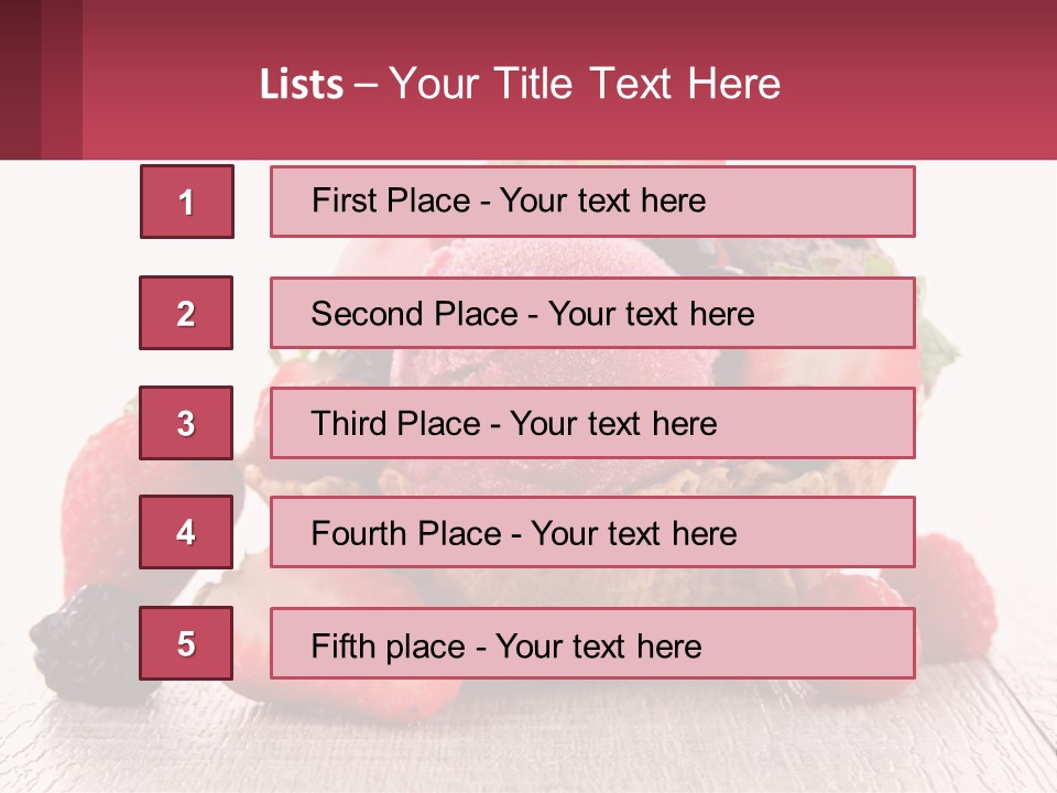 A Bowl Of Ice Cream With Strawberries And Raspberries PowerPoint Template