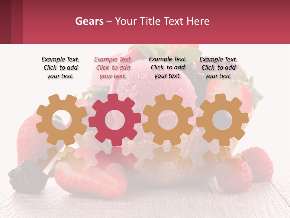 A Bowl Of Ice Cream With Strawberries And Raspberries PowerPoint Template